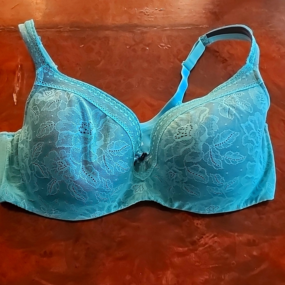 Cacique Floral Lace Bra in Turquoise - 42DDD